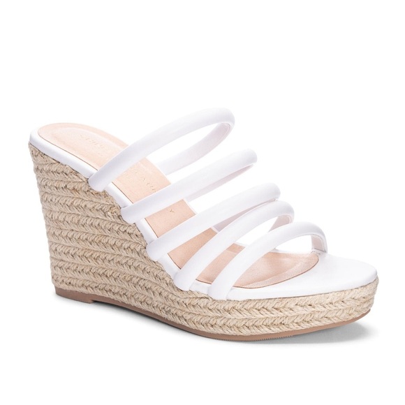 Chinese Laundry Shoes - Chinese Laundry White Strappy Women's Sandals, Eleana Wedge